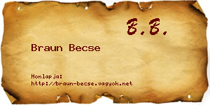 Braun Becse névjegykártya